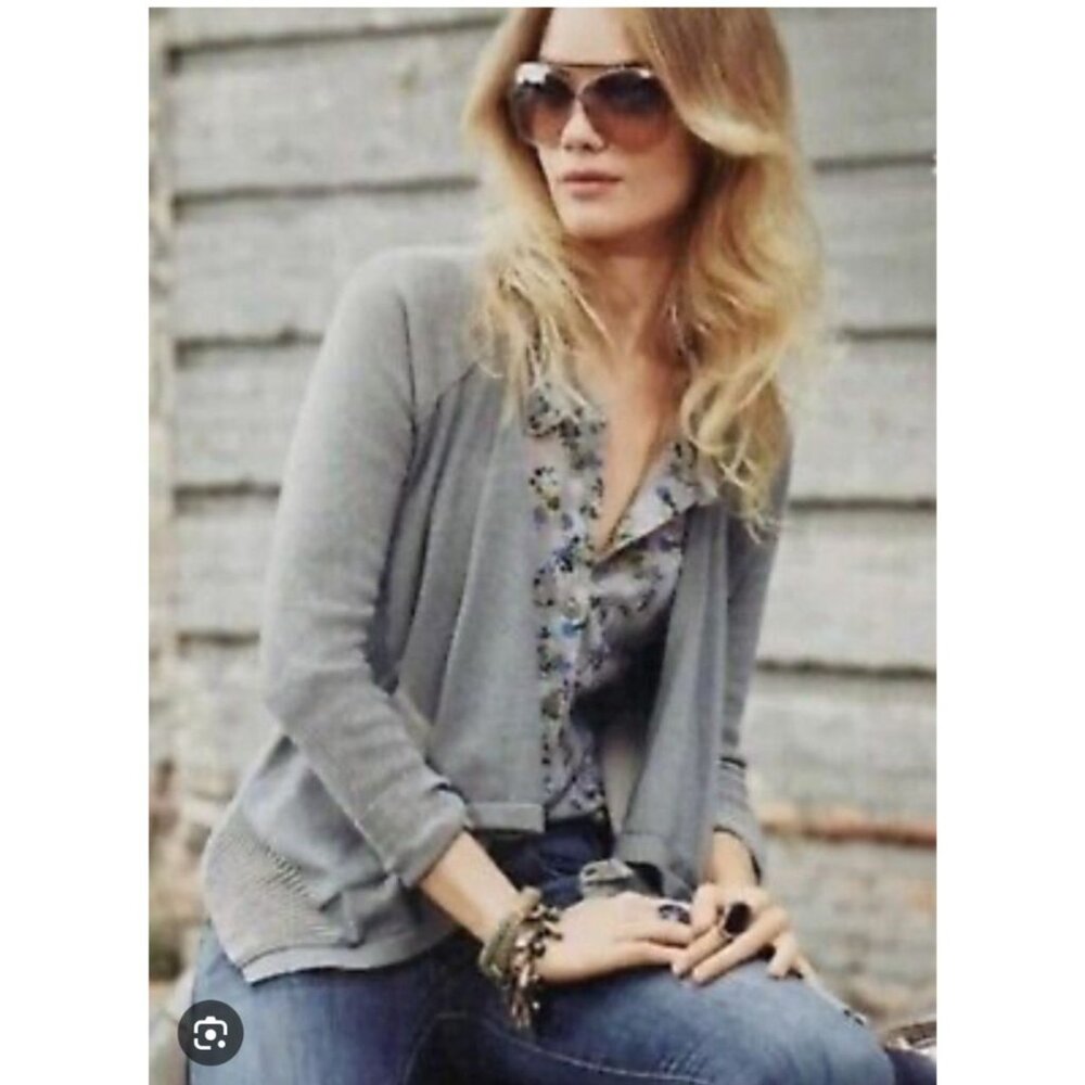 Cabi Womens Open Front Cardigan Sweater size medium Sage gray Cotton Blend